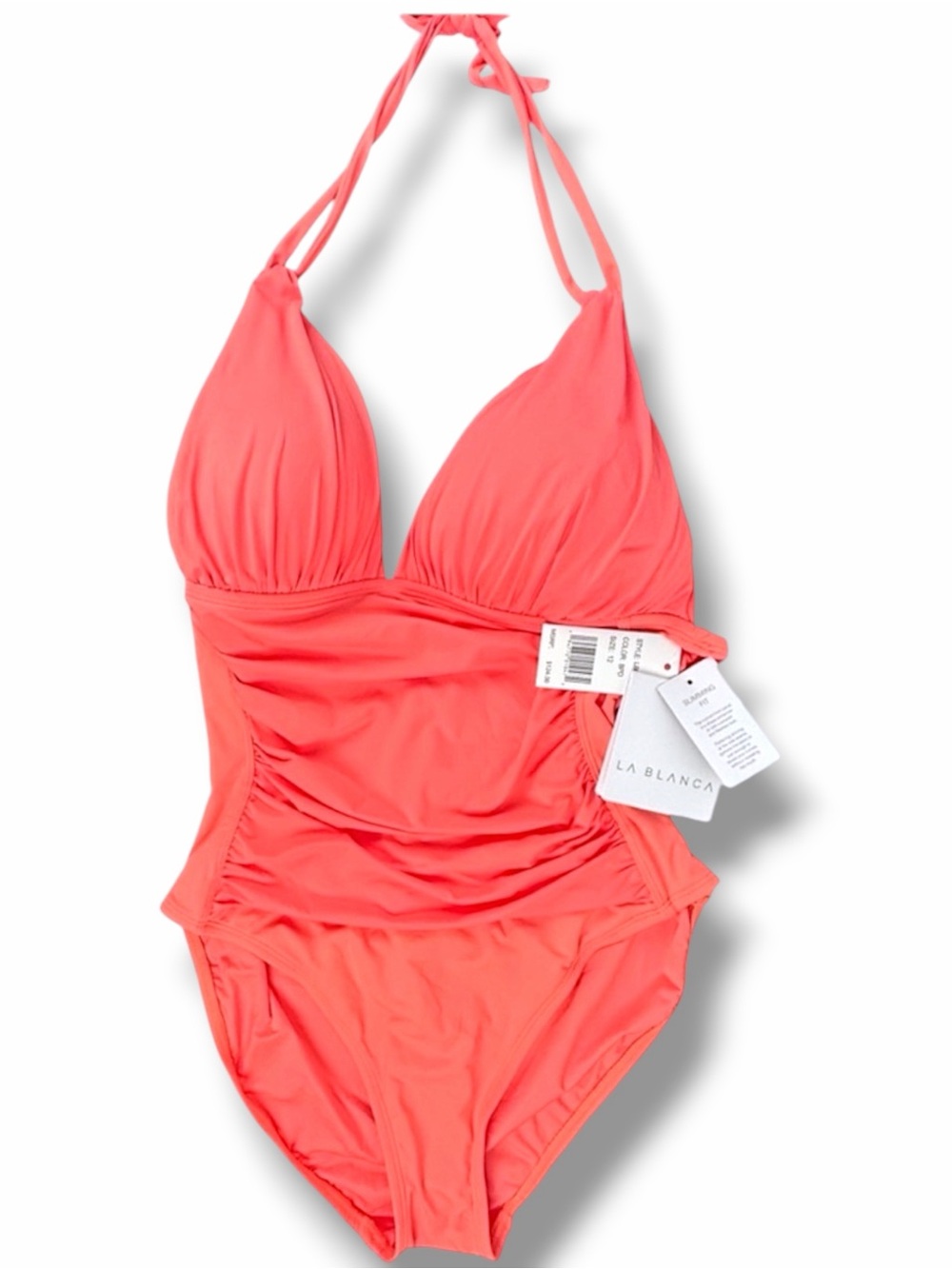 La Blanca Island Goddess Halter One Piece Swimsuit Bird of Paradise Melon NWT